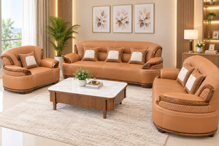 Mayalu Maharaja Genuine Leather Sofa Set | 1, 2 & 3 Seater - Orange