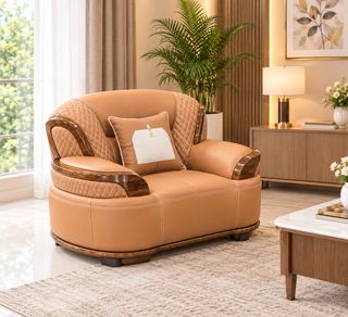 Mayalu Maharaja Genuine Leather Sofa Set | 1, 2 & 3 Seater - Orange