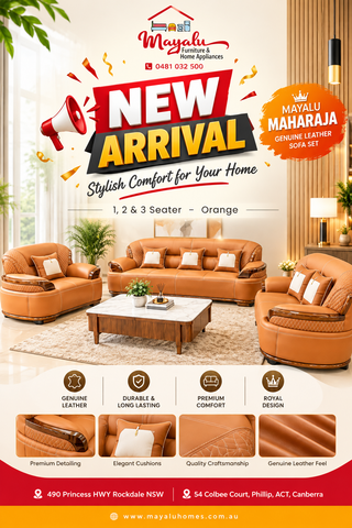 Mayalu Maharaja Genuine Leather Sofa Set | 1, 2 & 3 Seater - Orange