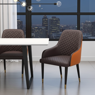 Mayalu Boss PU Leather Dining Chair with Soft Seat & Metal Side Legs