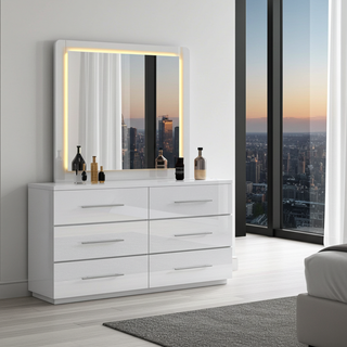 Mayalu White Brighton 5 Piece Bedroom Set – Modern Luxury with LED Elegance