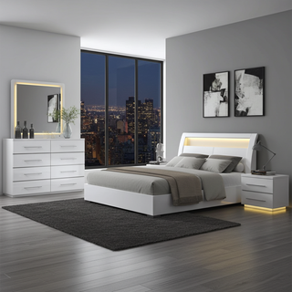 Mayalu White Brighton 5 Piece Bedroom Set – Modern Luxury with LED Elegance