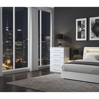 Mayalu White Brighton 5 Piece Bedroom Set – Modern Luxury with LED Elegance
