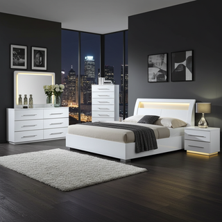 Mayalu White Brighton 5 Piece Bedroom Set – Modern Luxury with LED Elegance