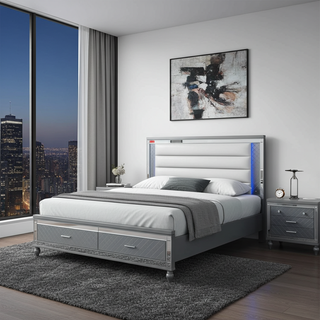 Mayalu Harbour Bedframe with LED Light and Two Drawers