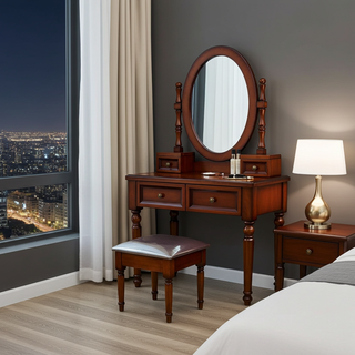 Mayalu Maharani Wooden Makeup Vanity Desk Table in Brown