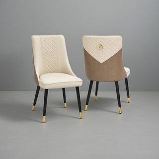 Mayalu Opera Dining Chair in Beige With Metal Legs