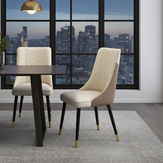 Mayalu Opera Dining Chair in Beige With Metal Legs