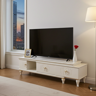 Mayalu Rajkumari Extendable TV Unit – White Marble Top