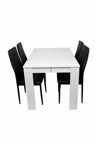 Mission Dining Table with 4 PU Leather Chair (Flat Pack)