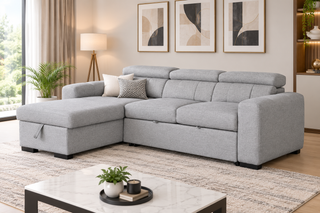 Mayalu New Reversible Chaise Sofa Bed – Light Grey (1 Rug Free)