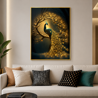 Mayalu Peacock Porcelain Wall Art 75X100 cm Diamond Effect