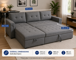 Mayalu Perry L-Shaped Sofa Bed with Reversible Storage Chaise