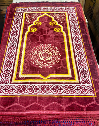 Premium Prayer Mat (80 X 120 cm) in Maroon, Blue and Brown Color