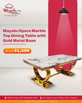 Mayalu Opera 1.6m Dining Table with Gold Legs