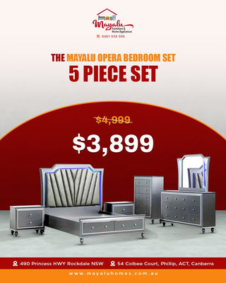 Mayalu Opera 5 Piece Bedroom Set – Modern Luxury with LED Elegance