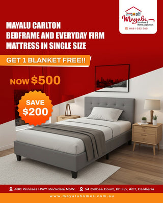 Carlton Single Bed & Firm Mattress Combo – FREE Blanket Included