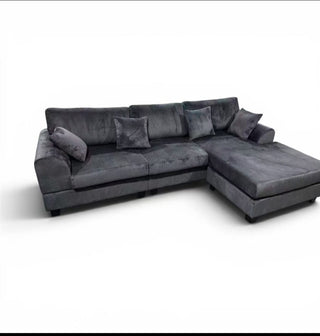 Mayalu Corduroy Sofa in Gray & Beige Color with Reversible Chaise