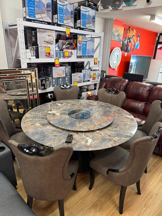 Mayalu Maharaja Marble Round Dining Table with Induction Cooker Including Lazy Susan (1.5M)