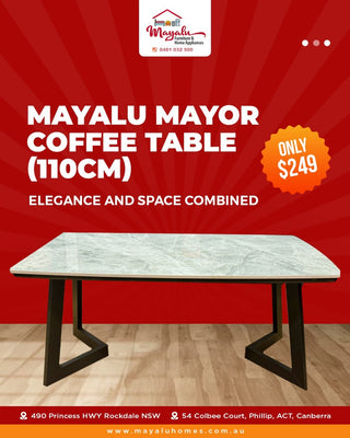 Mayalu Marble Top Mayor Coffee Table with Sturdy Metal Legs(110*60*47cm)