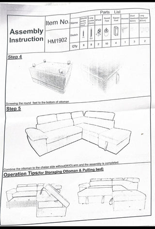 Mayalu Six Seater Fabric Sofa Bed With Ottoman