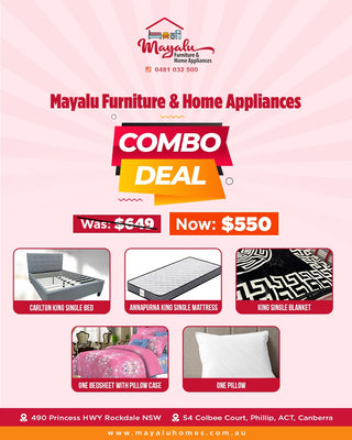 Combo Deal (Bedframe, Mattress, Bedsheet, Pillow, Blanket) in King Single