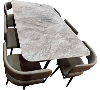 Mayalu Hurstville Marble Top Dining Table with 6 Chair Sets