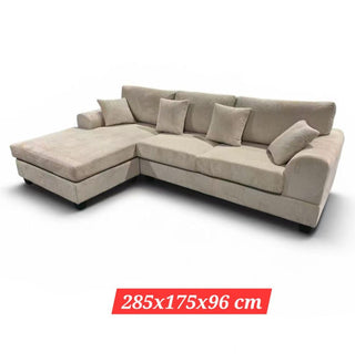 Mayalu Corduroy Sofa in Gray & Beige Color with Reversible Chaise