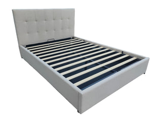 Mayalu Hurstville Gas Lift Storage Bed Frame Fabric Beige