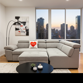 Mayalu Six Seater Fabric Sofa Bed With Ottoman
