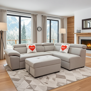 Mayalu Six Seater Fabric Sofa Bed With Ottoman