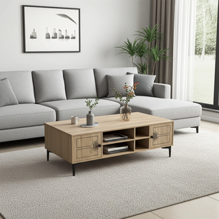 Mayalu Bondi Coffee Table – Oak Finish | Modern Coffee Table with Storage | 120cm