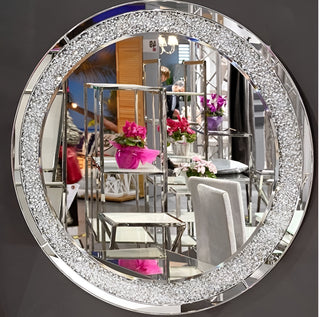 Crushed Diamond Silver Wall Mirror (90*90CM)